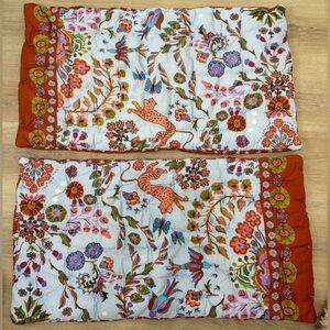 Anthropologie Vibrant Floral and Animal Print King Sham Pillows (2 shams)